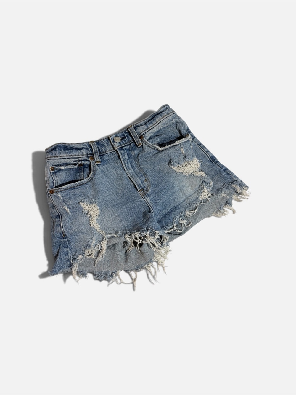 Abercrombie & Fitch Distressed Denim Cutoff Shorts - Light Blue